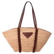 Prada Vintage Pre-owned Raffia prada-vskor Beige, Dam