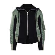 Sacai Panel Zip Hoodie Grön Green, Dam