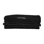 Calvin Klein Svart Broderad Bomullsscarf Black, Dam