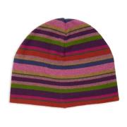 Gallo Unisex lila fleecebeanie med flerfärgade ränder Multicolor, Unis...