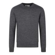 Maison Margiela Ulltröja med läderpatch Gray, Herr