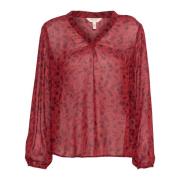 Part Two Feminin Blus med Leaf Print Red, Dam