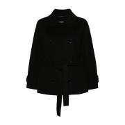 Max Mara Svart Yllekappa Raglanärmar Black, Dam