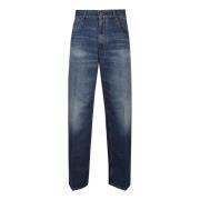 Victoria Beckham Fold Detail Jeans Blue, Dam