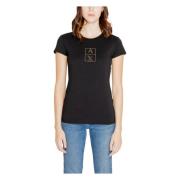 Armani Exchange Svart Tryckt T-shirt Rund Hals Kvinnor Black, Dam