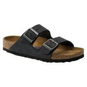 Birkenstock Klassisk Svart Lädersandal med Två Remmar Black, Herr