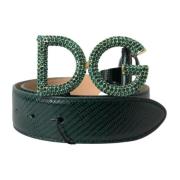 Dolce & Gabbana Grön Iguana Läder Kristallbälte Green, Dam