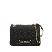 Love Moschino Vadderad PU Axelväska Black, Dam