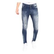 Local Fanatic Stonewashed Slim Fit Jeans för män med tårar -Mm121 Blue...