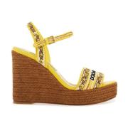 Dolce & Gabbana Maiolica Broderade Kil Sandaler Yellow, Dam