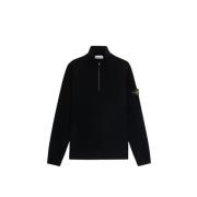 Stone Island RWS-certifierad Ull Half Zip Sweater Black, Herr