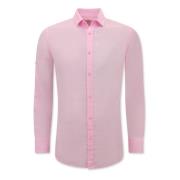 Enos Linne skjorta för män - Regular Fit - Casual Blanco Pink, Herr