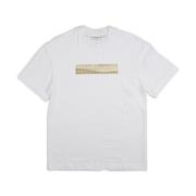 Calvin Klein Vit Herr T-shirt med Beige Print White, Herr