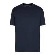 Emporio Armani Blå Jersey Tape Logo T-shirts Blue, Herr