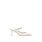 Jimmy Choo Kristalldekorerade Bing satinmules White, Dam