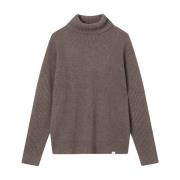 Les Deux Eddie Wool Rib Roll Neck Sweater Brown, Herr