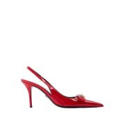 Versace Röda Band Pumps - Läder - Spetsig Red, Dam