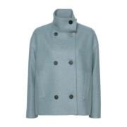 Harris Wharf London Cropped Funnel Jacka Mineral Grey Blue, Dam