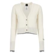 Pinko Vit Ull Cardigan V-ringad Tröja White, Dam