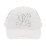 Palm Angels Monogram Baseball Cap med Silver Studs White, Herr