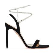 Aquazzura Sandal med kristall ankelarmband Black, Dam