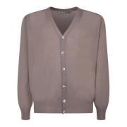 Canali Beige V-Neck Cardigan Sweater Aw24 Beige, Herr