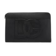 Dolce & Gabbana Präglad Logotyp Läderpåse Black, Dam