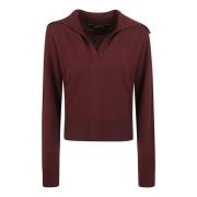 Federica Tosi Vinröd Stickad Polokrage Sweatshirt Brown, Dam