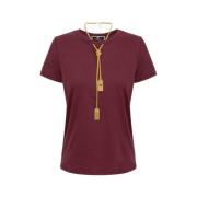 Elisabetta Franchi Bomull Jersey T-shirt med Halsband Red, Dam