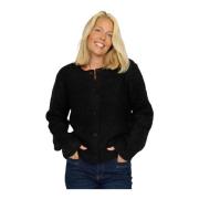 2-Biz Varm Teddy Cardigan Svart Stilren Black, Dam