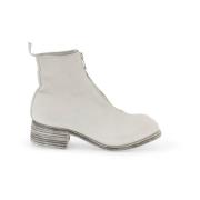 Guidi Vintage-effekt läder ankelboots med front dragkedja White, Dam