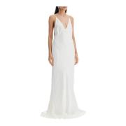 Alessandra Rich Rhinestone Maxi Slip Klänning White, Dam