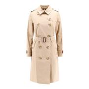 Burberry Beige Dubbelknäppt Bomullskappa Beige, Dam