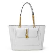 Guess Tiberia Tote Handbag White, Dam