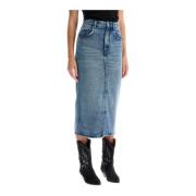 Isabel Marant Denim midi kjol med framsprick Blue, Dam