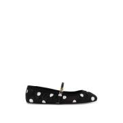 Dolce & Gabbana Polka Dot Satin Ballerina Flats Black, Dam