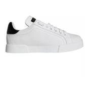 Dolce & Gabbana Svart Vit Läder Låg Topp Sneakers Black, Dam