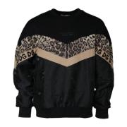 Dolce & Gabbana Leopardmönstrad Pullover Tröja Herr Black, Herr