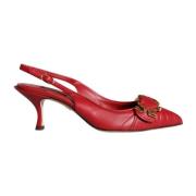 Dolce & Gabbana Röda Läder Slingback Klackar med Spänne Red, Dam