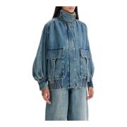 Zimmermann Oversized Denim Bomber Jacket Blue, Herr