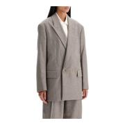 Filippa K Oversized Double-Breasted Flannel Blazer Gray, Dam