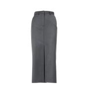 Simona Corsellini Elegant Kjol med Slits Gray, Dam