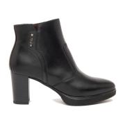 Nerogiardini Svarta läderboots med blockklack Black, Dam