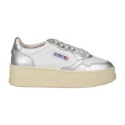 Autry Platform Sneakers med Metallic Back Patch White, Dam