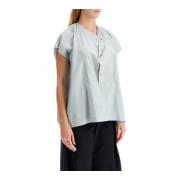 Lemaire Blus med draperad halsringning Gray, Dam