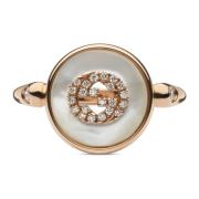 Gucci Sammanlänkande ring i roséguld, mop, diamant, gg pavé Yellow, Da...