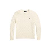 Polo Ralph Lauren Mörkgrön Rund Hals Kasmir Ulltröja Beige, Herr