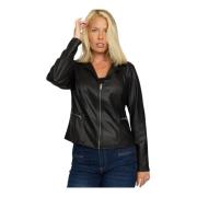 2-Biz Pamora Svart Blazer med Silver Dragkedja Black, Dam