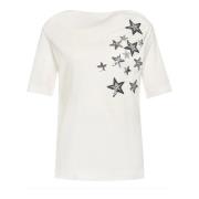 Liu Jo Glamorös Vit Bomullstopp T-Shirt White, Dam