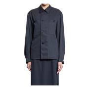 Lemaire Svart Ull Militär Overshirt Black, Dam